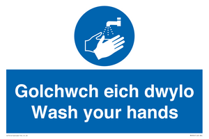 golchwch eich dwylo / wash your hands - safety sign